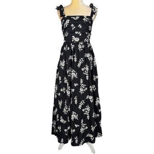 Abercrombie & Fitch Emerson Tie-Strap Maxi Black Floral Dress Small NWT